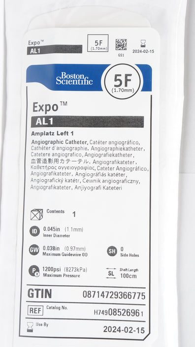 Boston Scientific H74908526961 Expo Amplatz Left 1 Angiographic Cath. 5F (x)
